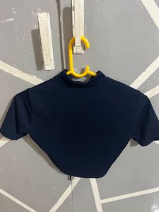 Navy Blue Mock Neck Top