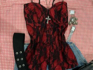 GOTHIC Red Lace Corset Top