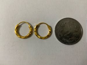 Classic Gold Toned Textured Baali Earrings