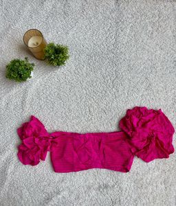 Hot Pink Off-Shoulder Bikini Top