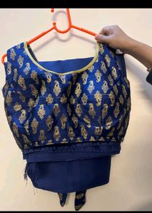 Elegant Navy Blue satin silk Saree for Women