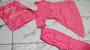 Pink Printed Kurta Set with Dupatta XXL