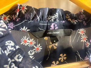 Sheer Floral Print Button-Up Blouse