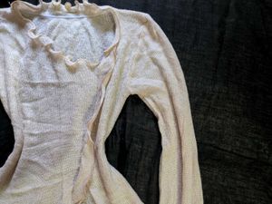 Sheer Lettuce Hem Knitwear Top