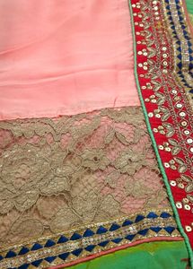 Embroidered Saree With Lace Border