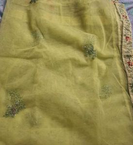 New Embroidered lime green Net Dupatta