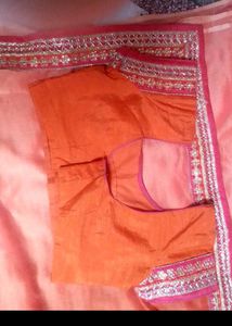 Elegant Orange Saree With Blouse Combo