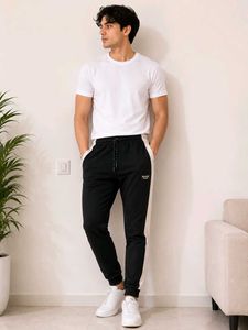Men's Black &amp; White Track Pants