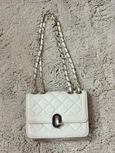 White Quilted Chain Shoulder Bag