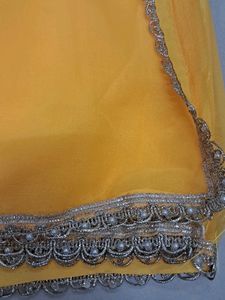 Vibrant Yellow Saree with Silver Border
