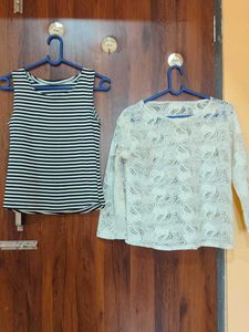 Sheer Lace Top &amp; Striped Tank Set
