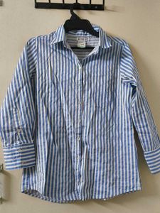 Blue & White Striped Button-Up Shirt