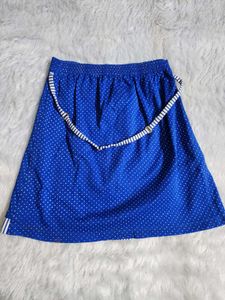 Cute Blue Polka Dot Skirt Set