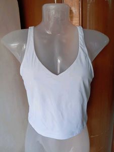 Comfortable White Workout Tank Top