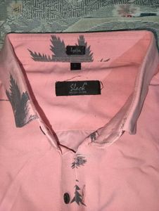 Men's Pink Leaf Print Shirt