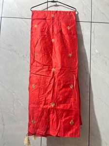 Vibrant Red Embroidered dupatta
