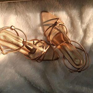 Gold Strappy Flat Sandals