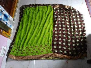 Vibrant Lime Green Silk embroidery  saree