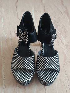Unique Black & White Checkered Platform Heels