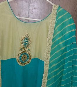 Cotton Anarkali Embroiderd Suit set