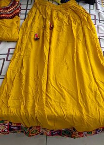 🌼Yellow Kurta Set with Embroidered Neckline🌼