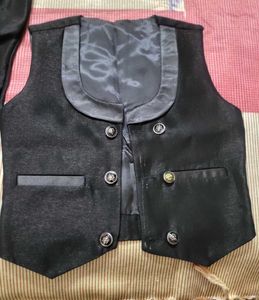 Black 2 Pc Suit Inner Jacket &amp; Pant