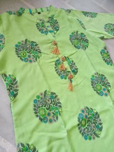 Green Printed Kurta Pant Set