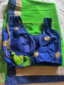 Elegant Green &amp; Blue Saree🥰