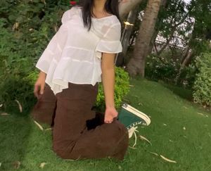 White Embroidered lace Tiered Top