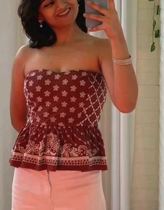 Rust Peplum Tube Top