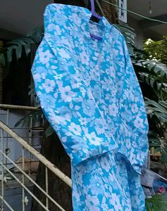 Blue Floral Print Kurta