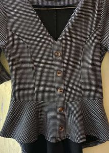 polki dots v neck shape stretchable top in black c