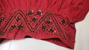 Party Wear Rust Embellished Ethnic Skirt