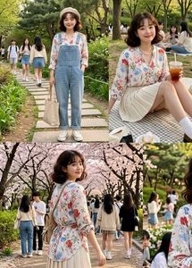 Korean Style Floral Top with Back Tie
