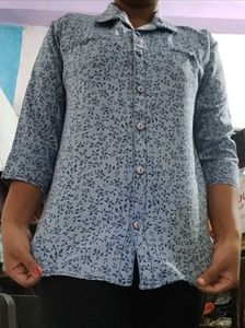 Light Blue Floral Print Shirt