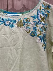 Indo Era Lime Green Embroidered Kurta Set