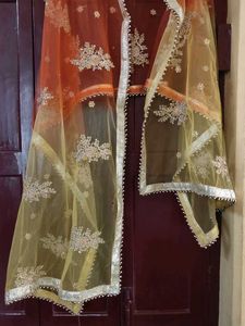 Elegant Orange Floral Print Gown