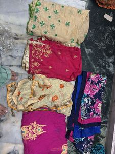 5 dupattas of different fabric