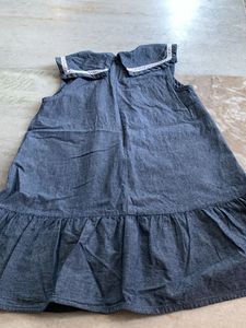 Charming Denim Dress with Lace Trim