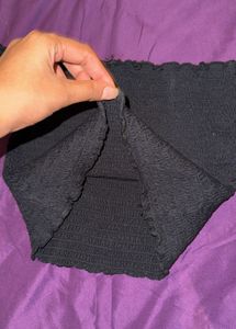 Black Smocked Off-Shoulder Top