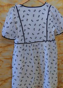Korean white Print Midi Dress