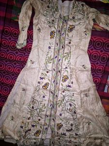 Embroidered Beige Kurta gown