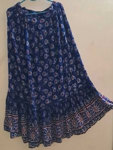 Bohemian Blue Print Midi Skirt