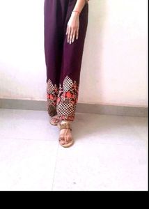 purple colour embroidered palazzo