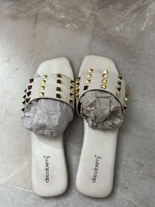 White Studded Slide Sandals