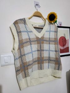 Cozy Plaid Knit Vest
