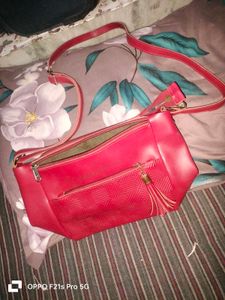 Maroon  Leather Sling Bag