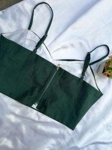 Green Plaid Crop Top