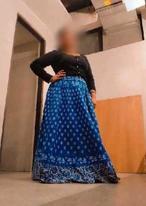 Bohemian Blue Print Maxi Skirt