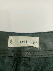 Mango L Stylish Black Faux Leather Pants